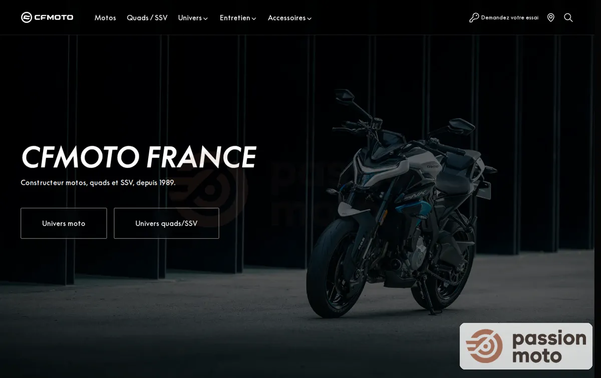 Capture : CFMOTO France | Constructeur moto, quads et SSV depuis 1989