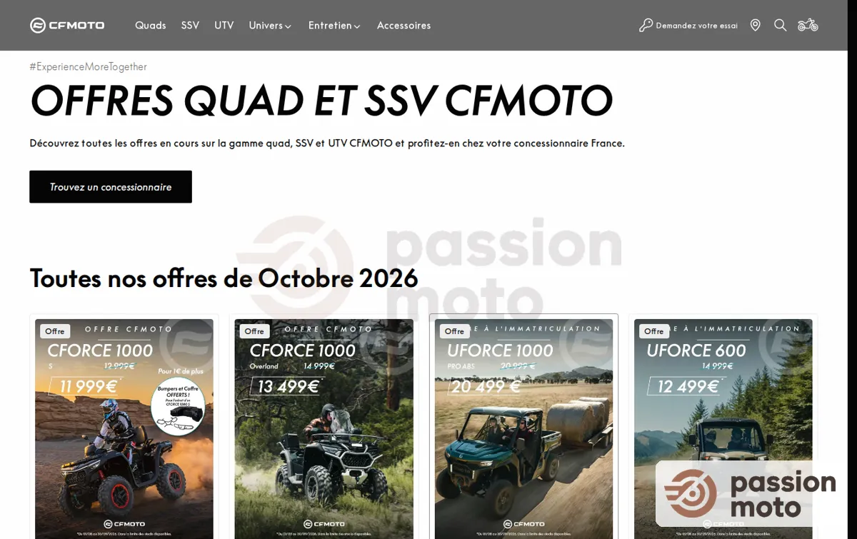 Capture : Offres quad et SSV CFMOTO | Toutes les promotions du moment